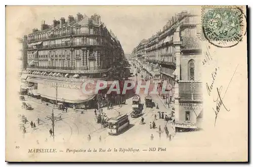 Cartes postales Marseille Perspective de la Rue de la Republique Tramway