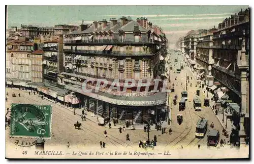 Cartes postales Marseille le Quai du Port et la Rue de la Republique