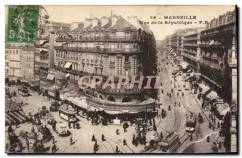 Cartes postales Marseille Rue de la Republique Tramway