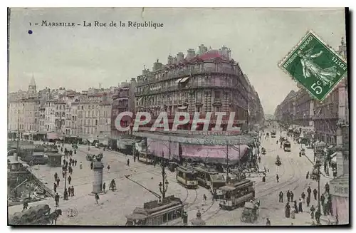 Cartes postales Marseille la Rue de la Republique Tramway