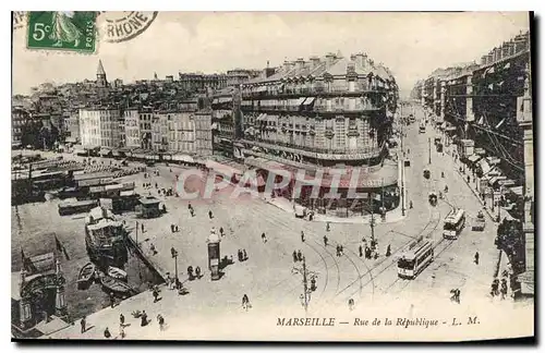 Cartes postales Marseille la Rue de la Republique Tramway