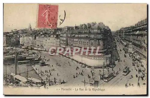 Cartes postales Marseille la Rue de la Republique Tramway