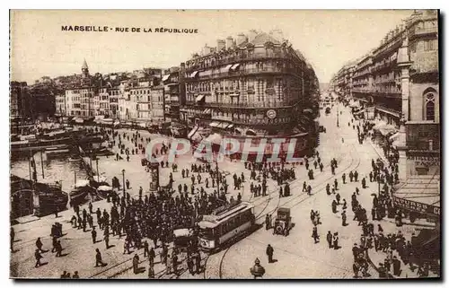 Ansichtskarte AK Marseille Rue de la Republique Tramway