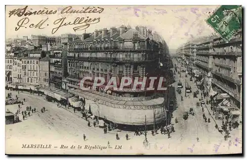 Ansichtskarte AK Marseille Rue de la Republique Tramway