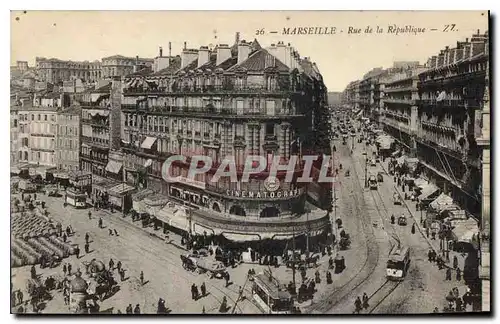 Ansichtskarte AK Marseille Rue de la Republique Tramway