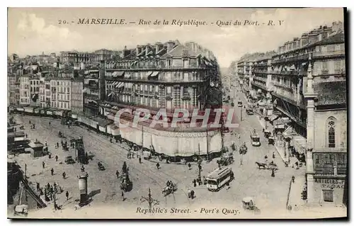 Cartes postales Marseille Rue de la Republique Tramway  Quai du Port