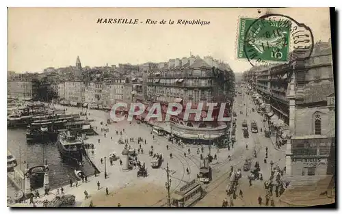 Ansichtskarte AK Marseille Rue de la Republique Tramway