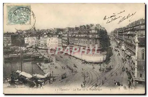 Cartes postales Marseille Rue de la Republique Tramway