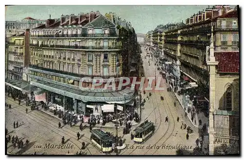 Cartes postales Marseille la Rue de la Republique Tramway