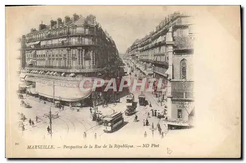 Cartes postales Marseille Perspective de la Rue de la Republique Tramway