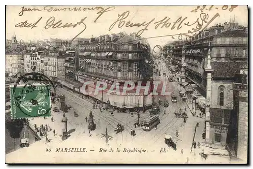 Cartes postales Marseille Rue de la Republique Tramway