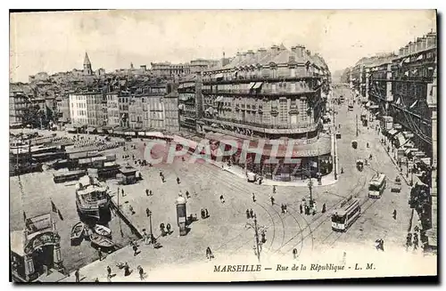 Ansichtskarte AK Marseille Rue de la Republique Tramway