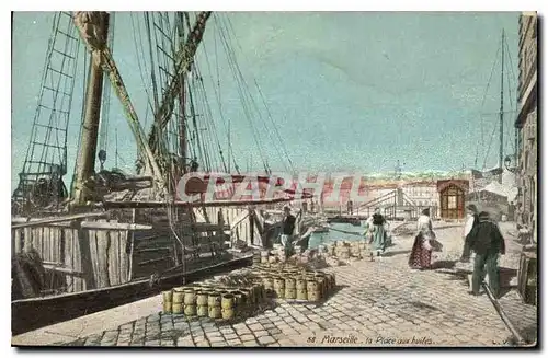 Cartes postales Marseille la place aux Huiles Bateau