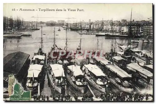 Ansichtskarte AK Marseille Torpilleurs dans le Vieux Port Bateaux