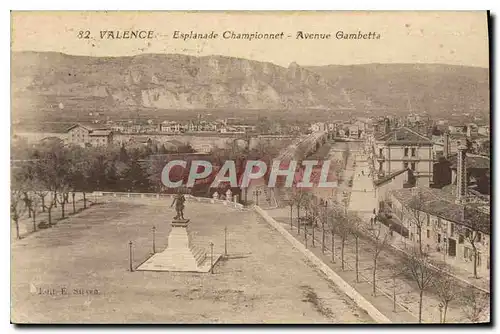 Cartes postales valence Esplanade Championnet Avenue gambetta