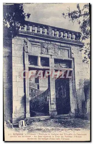 Cartes postales Grignan chateau portique et Galerie des Portraits de l'ancienne famille des Adhemar