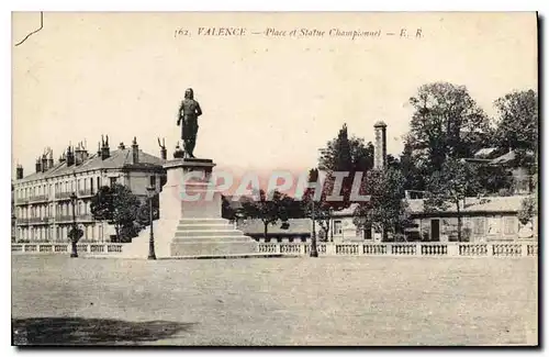 Cartes postales Valence place et statue Championnet