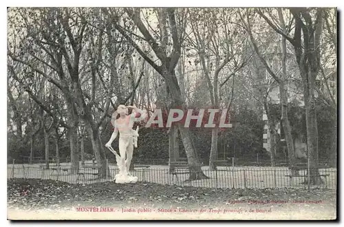 Ansichtskarte AK Montelimar jardin public Statue Chasseur des Temps primitifs de Bouval