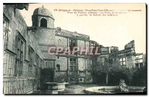 Cartes postales Grignan chateau deuxieme cour d'honneur facade Carcassonne Tour du Veilleur d'Armes a gauche la