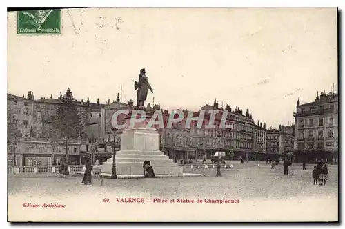 Ansichtskarte AK Valence place et statue de championnet