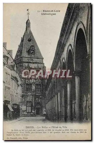 Cartes postales Dreux Les halles et l'hotel de ville