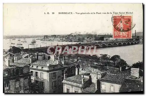 Cartes postales Bordeaux Vue generale et le Pont vus de la Tour Saint Michel