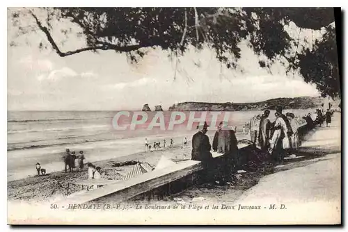 Ansichtskarte AK Hendaye Le Boulevard de la Plage et les Deux jumeaux