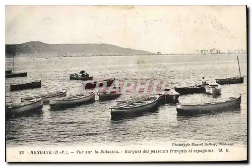 Ansichtskarte AK Hendaye Vue sur la Bidassoa Barque des Passeurs francais et espagnols