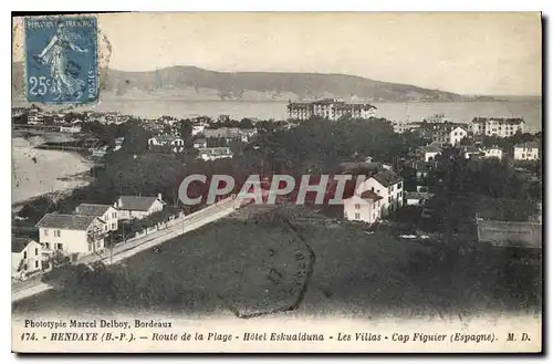 Cartes postales Hendaye Route de la Plage Hotel Eskualduna les Villas Cap Figuier(Espagne)