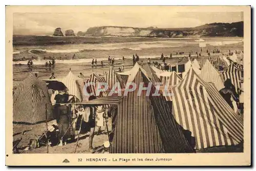 Ansichtskarte AK Hendaye La Plage et les deux Jumeaux