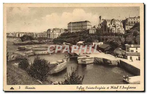 Cartes postales Biarritz Eglise Sainte Eugenie et Hotel d'Angleterre