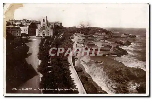 Cartes postales Biarritz Port Pecheurs et Eglise Sainte Eugenie