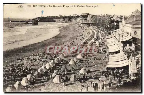 Cartes postales Biarritz La Grande Plage et le Casino Municipale