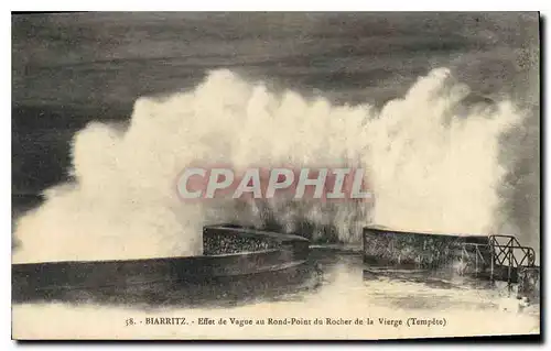 Cartes postales Biarritz Effet de Vague au Rond Point du Rocher de la Vierge (Tempete)