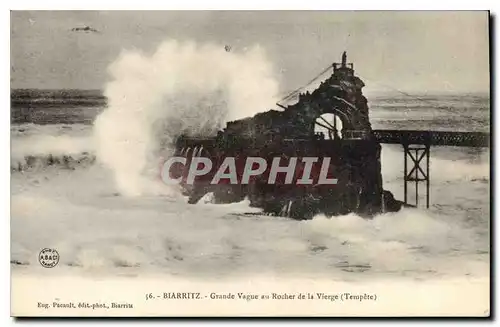 Ansichtskarte AK Biarritz Grande Vague au Rocher de la Vierge (Tempete)