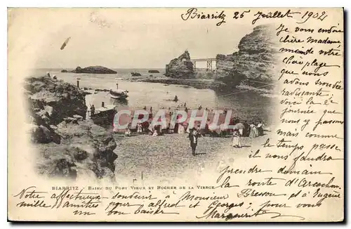 Cartes postales Biarritz Bain du Port Vieux et Rocher de la Vierge