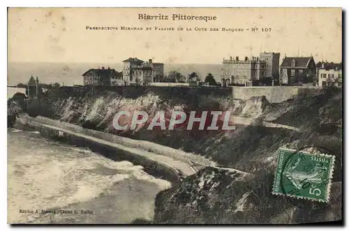 Cartes postales Biarritz Pittoresque Perepective Miramar et Falaise de la Cote des Basques