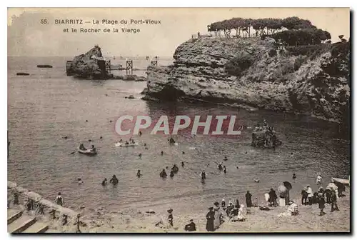 Cartes postales Biarritz La Plage du Port Vieux et le Rocher de la Vierge