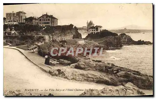 Cartes postales Biarritz La Villa Belza et l'Hotel Chateua des Falaises