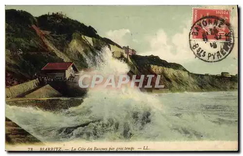 Cartes postales Biarritz La Cote des Basque par gros temps