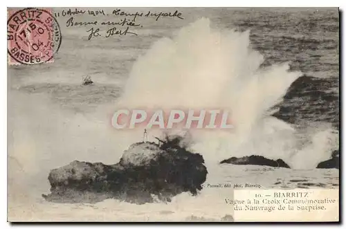 Cartes postales Biarritz Vague a la Croix Commemorative du Nauvrage de la Surprise