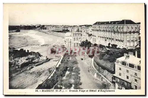 Cartes postales Biarritz Grande Plage et Hotel d'Angleterre