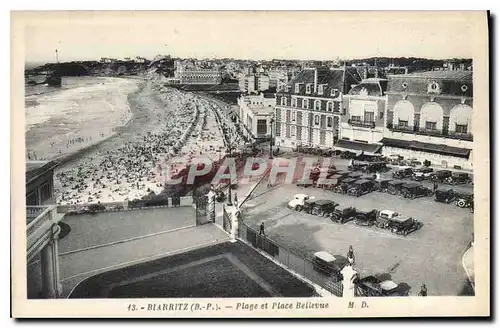 Cartes postales Biarritz Plage et Place Bellevue