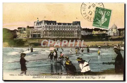 Cartes postales Biarritz Pittoresque Hotel du Palais  vu de la Plage