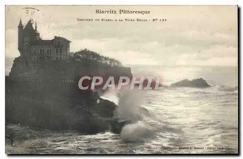 Cartes postales Biarritz Pittoresque Coucher du Soleil a la Villa Belza