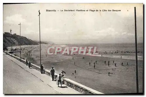 Cartes postales Biarritz Le Boulevard Maritime et Plage de la Cote des Basques