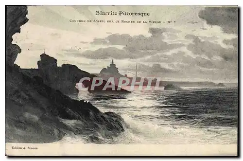 Cartes postales Biarritz Pittoresque Coucher de soleil sur le Rocher de la Vierge