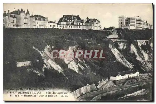 Cartes postales Biarritz Cote des Basques Villas et Helianthe sur la falaise