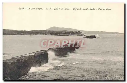 Cartes postales Saint Jean de Luz Digue de Sainte Brbe et vue sur Socoa