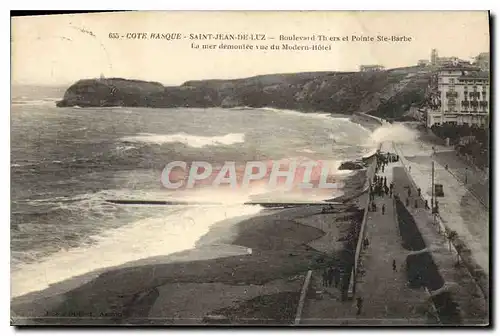 Cartes postales Saint Jean de Luz Boulevard de Thiers et Pointe Ste Barbe La mer demontee vue du Modern Hotel